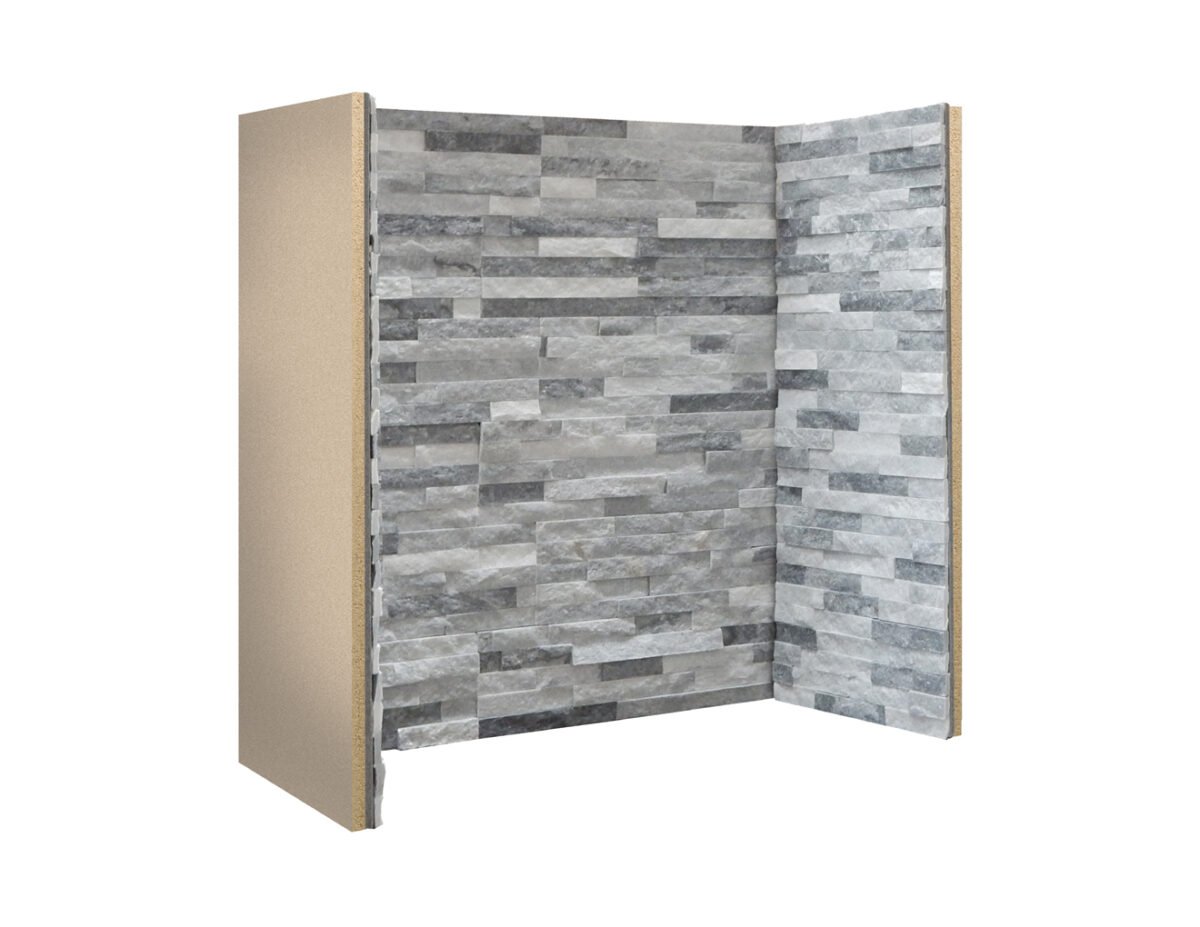 Grey White Staggered Slate Chamber